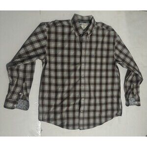 Rough Stock Panhandle Shirt Mens XL Brown Plaid Western Button Up Cowboy ROD3009